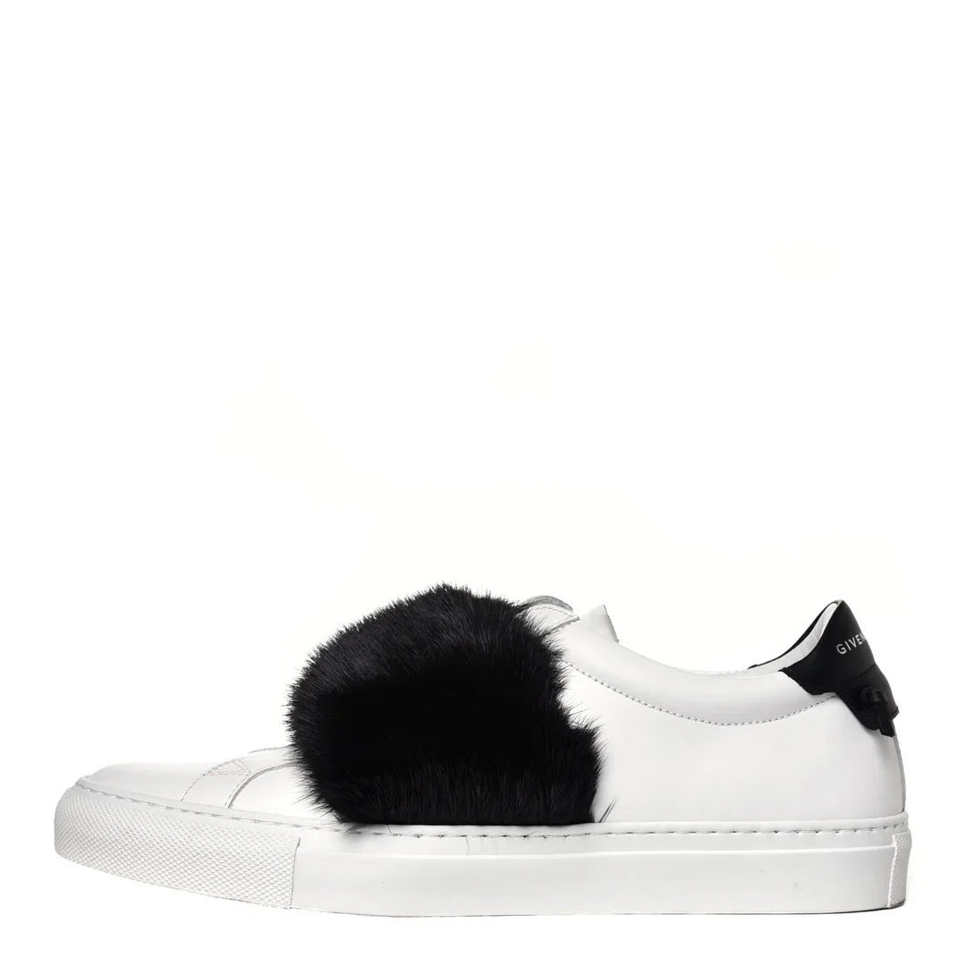 Givenchy Calfskin Mink Fur Urban Street Sneaker White - White/Black