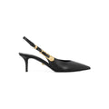 Versace 55mm Safety Pin Slingback Pumps - Black matte leather (not patent)