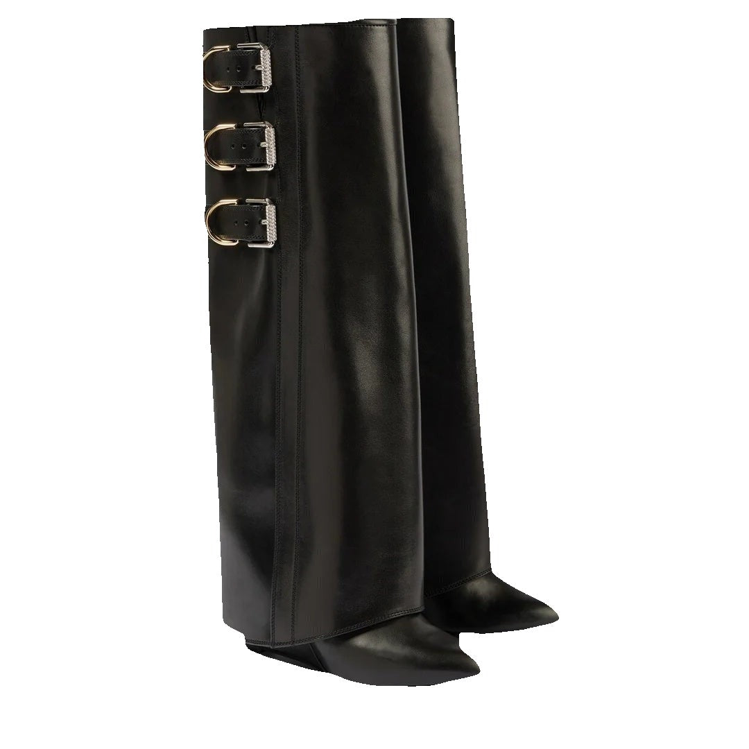 Givenchy Shark Pinch 90 Leather Knee-High Boots - Black