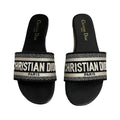 Christian Dior Dway Miss Dior Flat Slide Sandals Azure Pale - Black/White