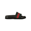 Gucci Monogram Web GG Slide Sandals - Black/Green/Red