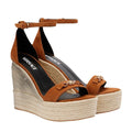 Versace Medusa Espadrille Wedge Sandal - Brown
