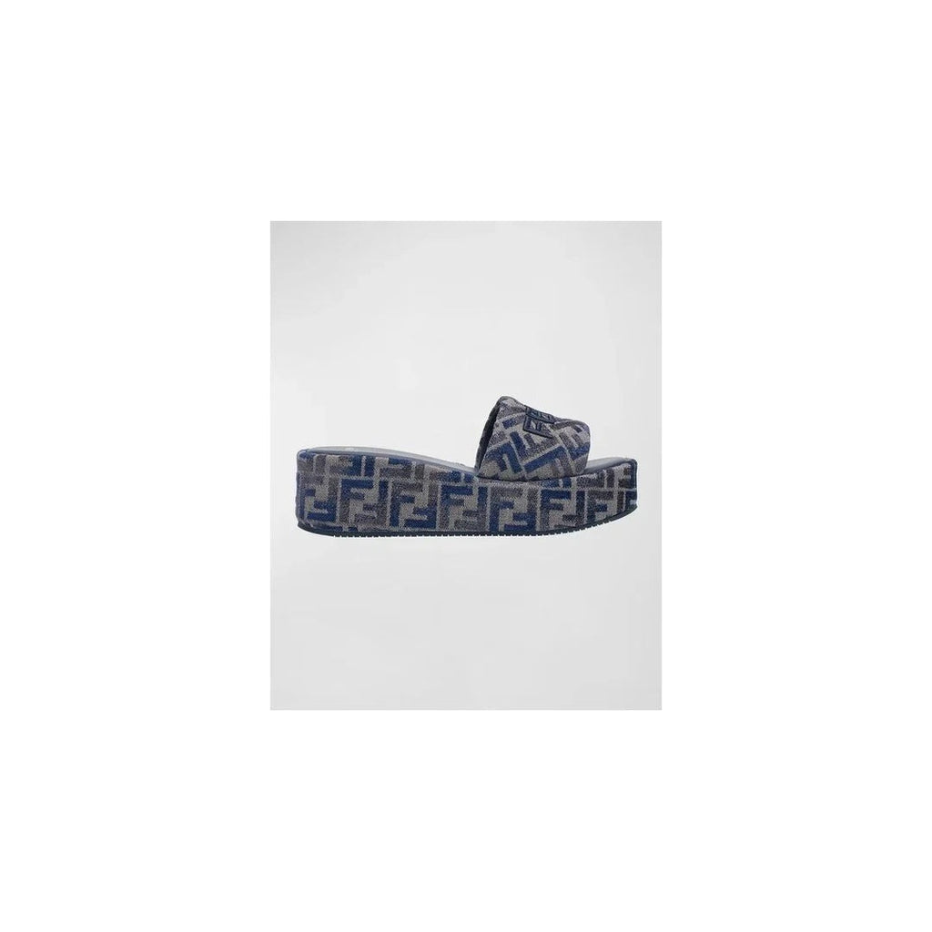 Fendi Sunshine Pequin Striped Platform Sandals - Blue