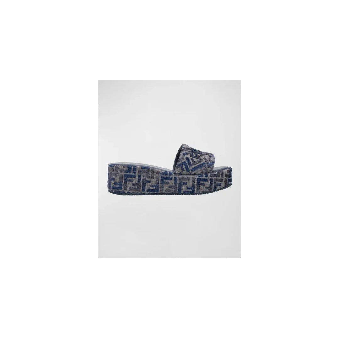 Fendi Sunshine Pequin Striped Platform Sandals - Blue