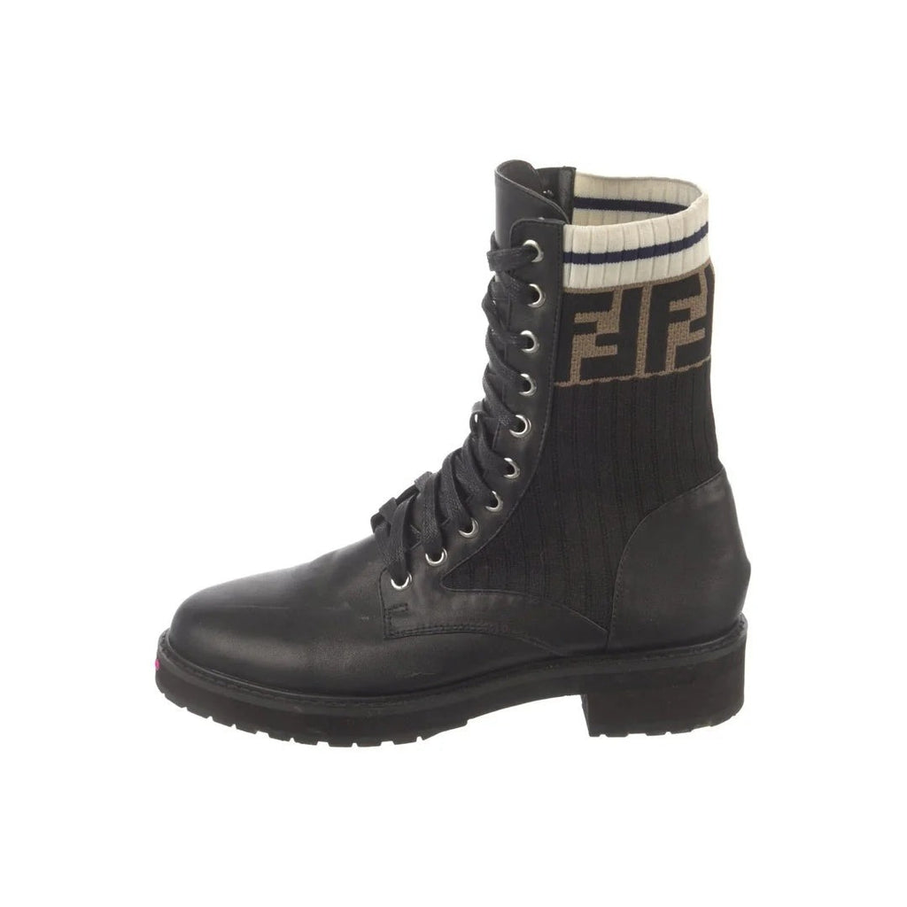 Fendi Filo FF Suede Combat Boots - Brown/Black