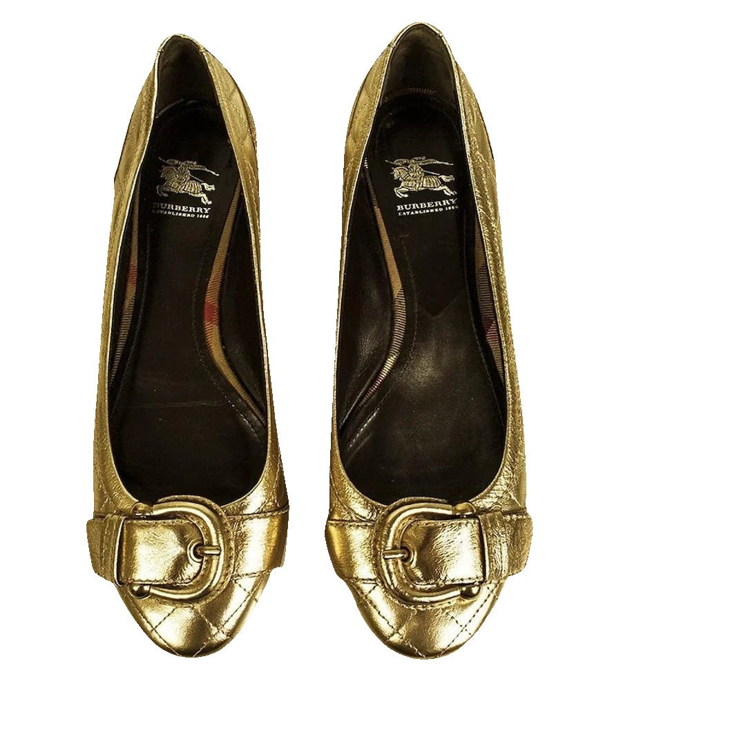 Burberry Fawn Leather Loafer Ballerina Flats Nutmeg - Gold
