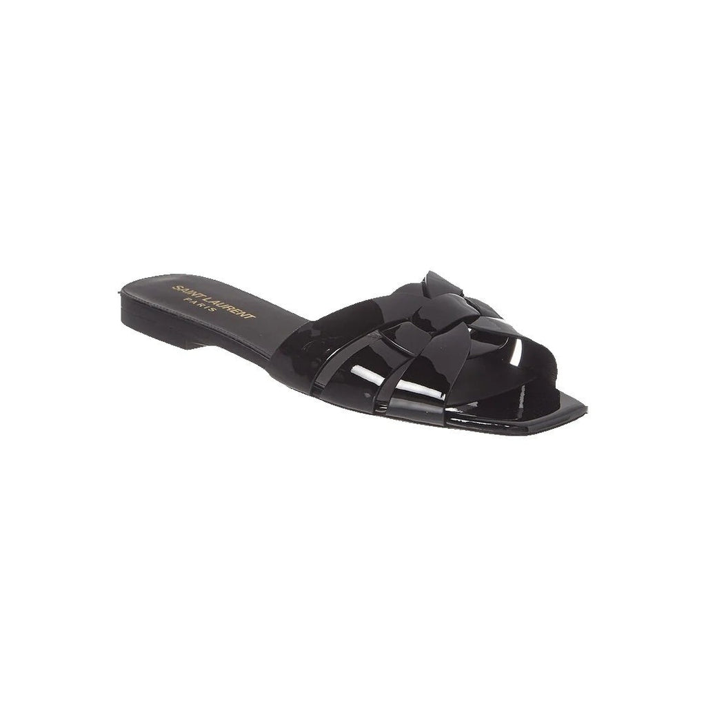 Saint Laurent Tribute Patent Sandal - Black (flat slide, different model - Tribute Nu Pieds flat)
