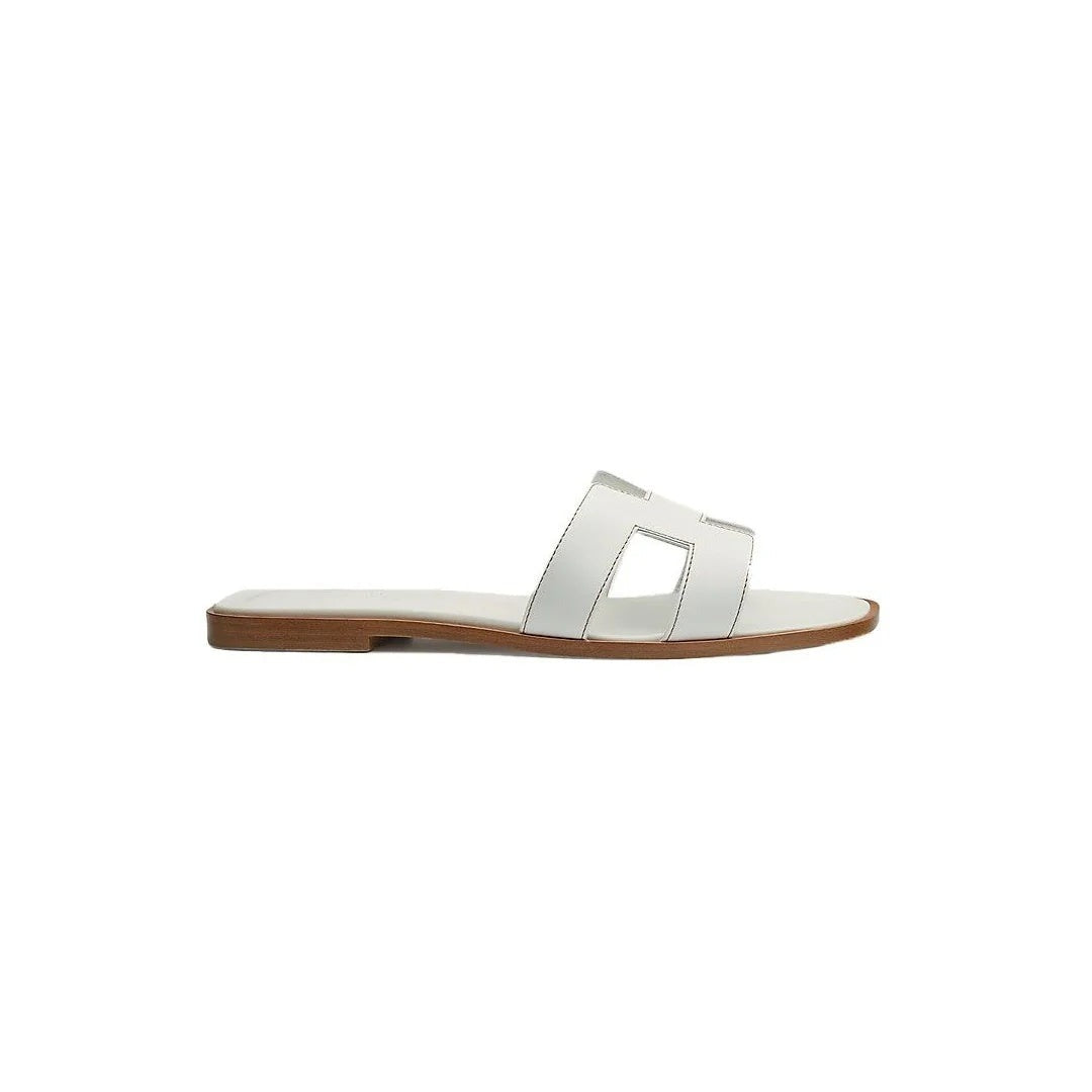 Hermès Hermes Box Calfskin Oran Sandal Rouge Tomette - White
