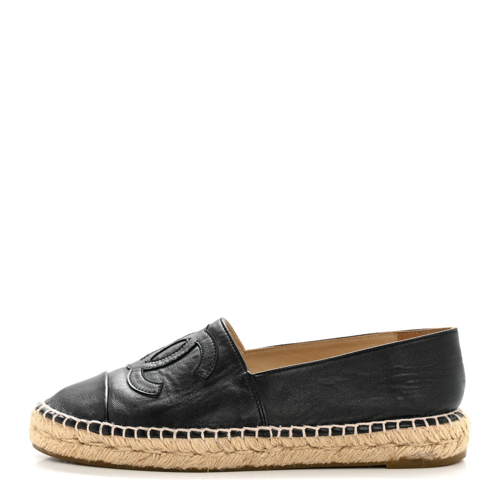 CHANEL ESPADRILLES LAMBSKIN BLACK