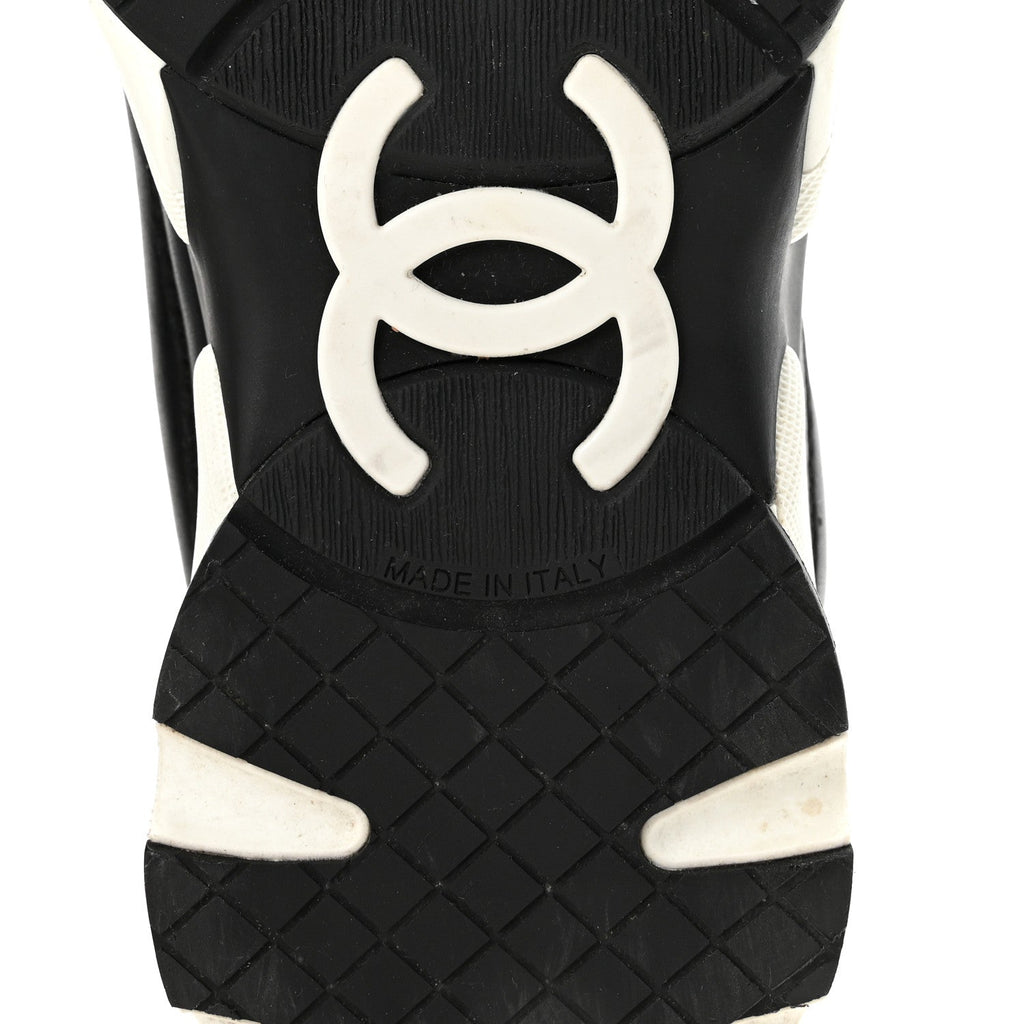 CHANEL TWEED SUEDE CALFSKIN CC SNEAKERS NAVY & BLACK