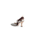 Fendi Colibrì Embroidered Mesh Slingback Pumps - Grey/Brown