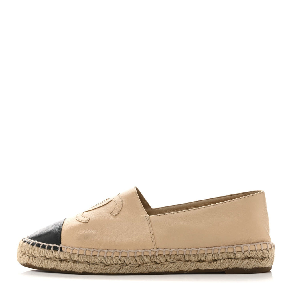 CHANEL ESPADRILLES LAMBSKIN BEIGE/BLACK