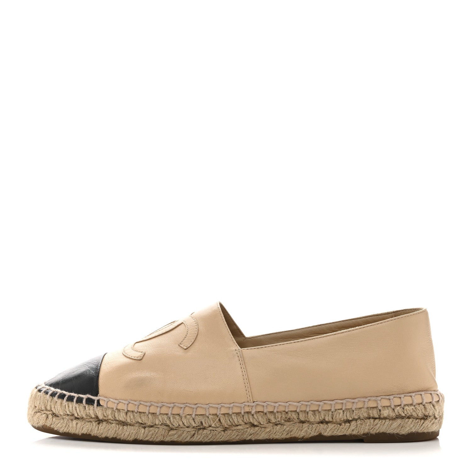 CHANEL ESPADRILLES LAMBSKIN BEIGE/BLACK