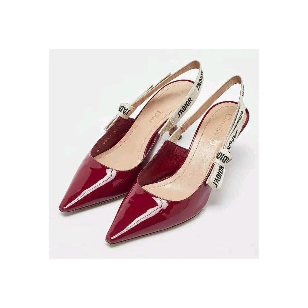 Christian Dior Patent Ribbon J'Adior Slingback 100mm Pump - Burgundy