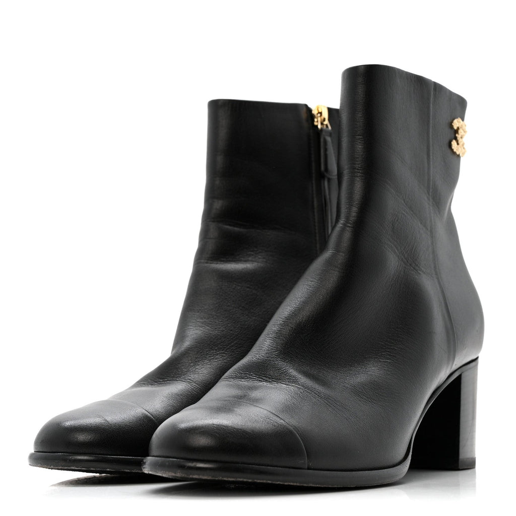 BOTTEGA VENETA CALFSKIN LEAN ANKLE BOOTS FONDANT BLACK