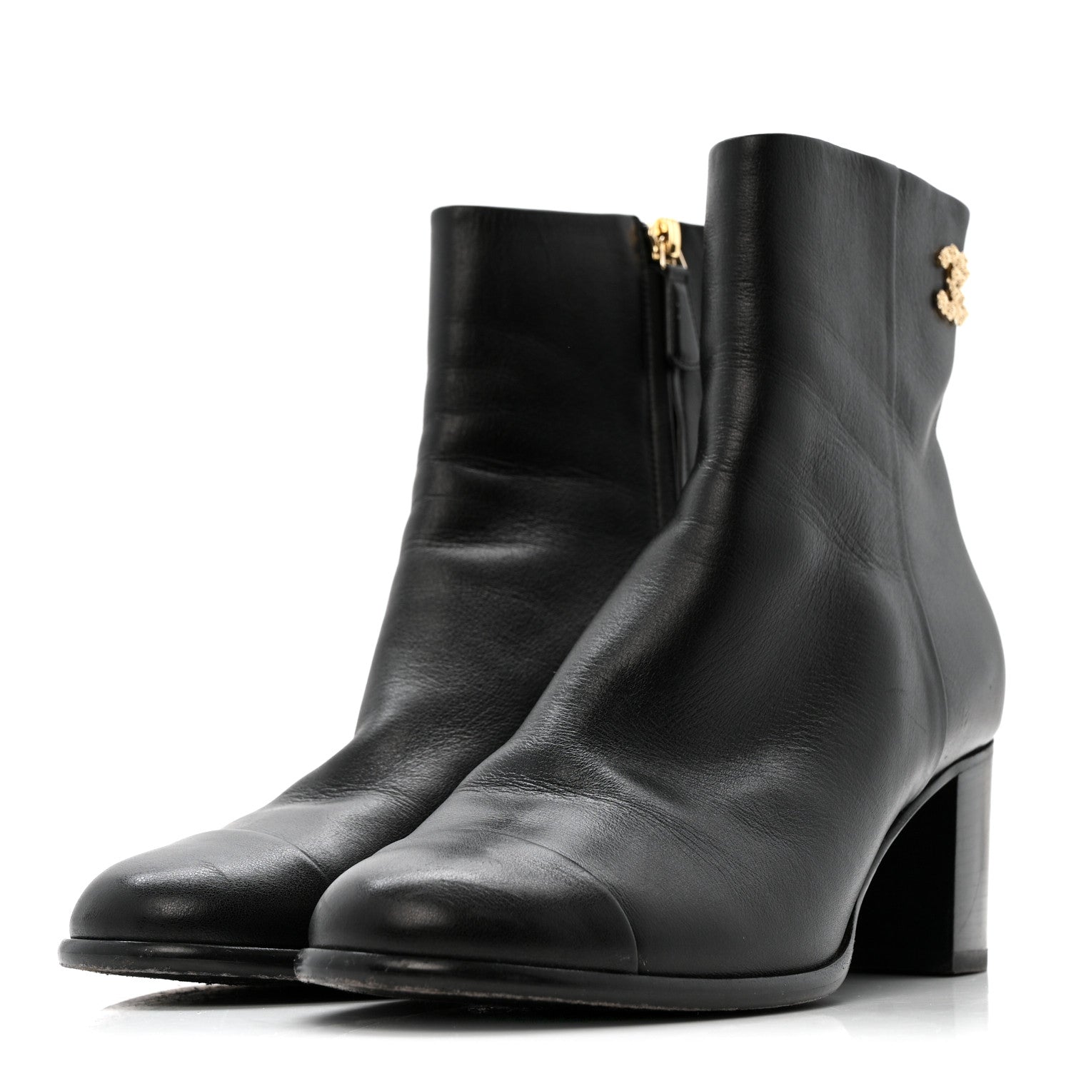 BOTTEGA VENETA CALFSKIN LEAN ANKLE BOOTS FONDANT BLACK