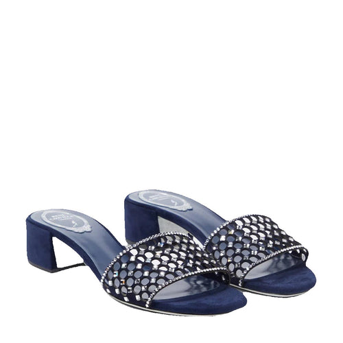 René Caovilla Mules Textile Fibers - Blue