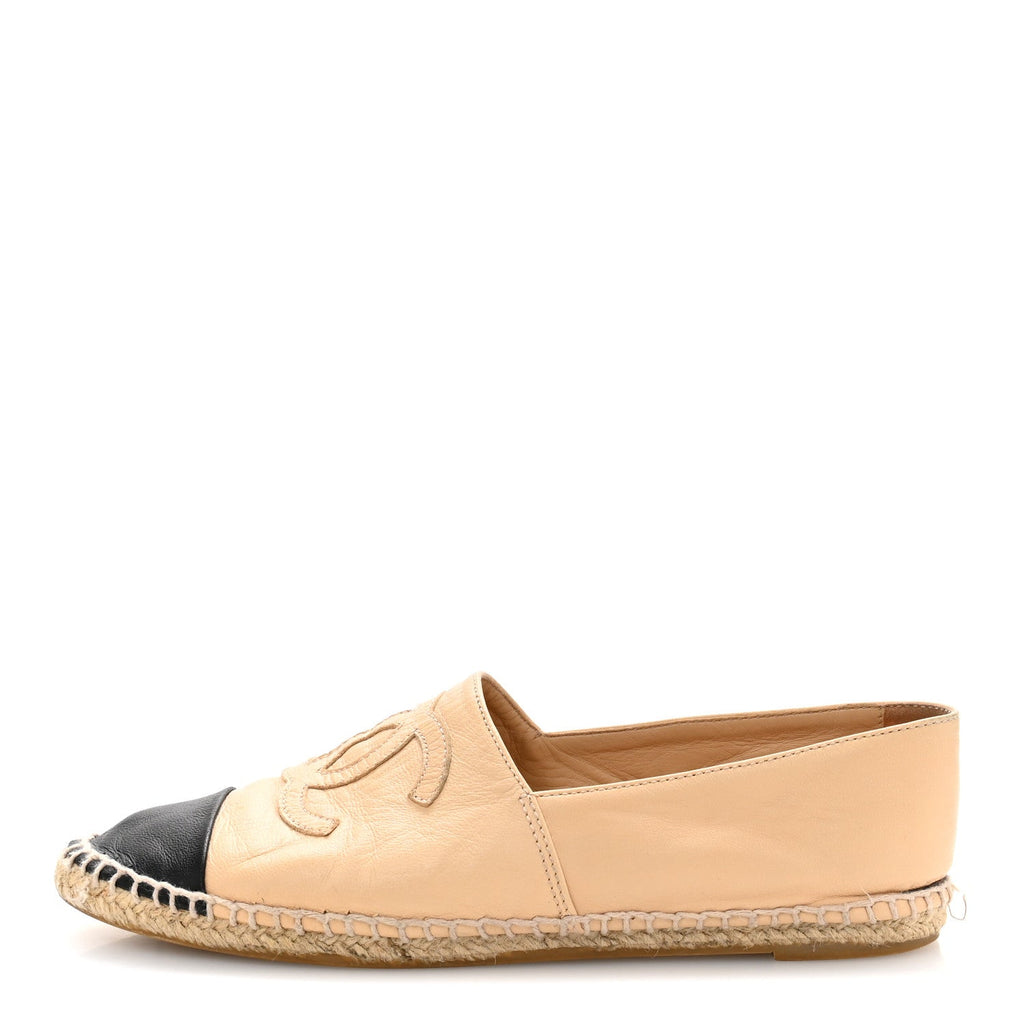 CHANEL ESPADRILLES LAMBSKIN BEIGE/BLACK