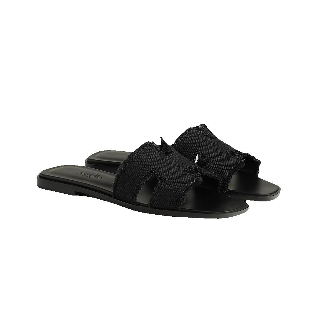 Hermès Oran Sandal - Black Canvas