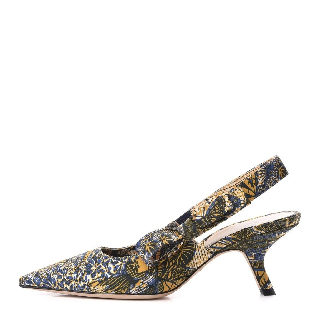 Christian Dior Toile De Jouy Sweet D Slingback Pump - Blue/Yellow