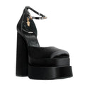 Versace Runway Aevitas 155 Satin Crystal Medusa Double Platform - Black
