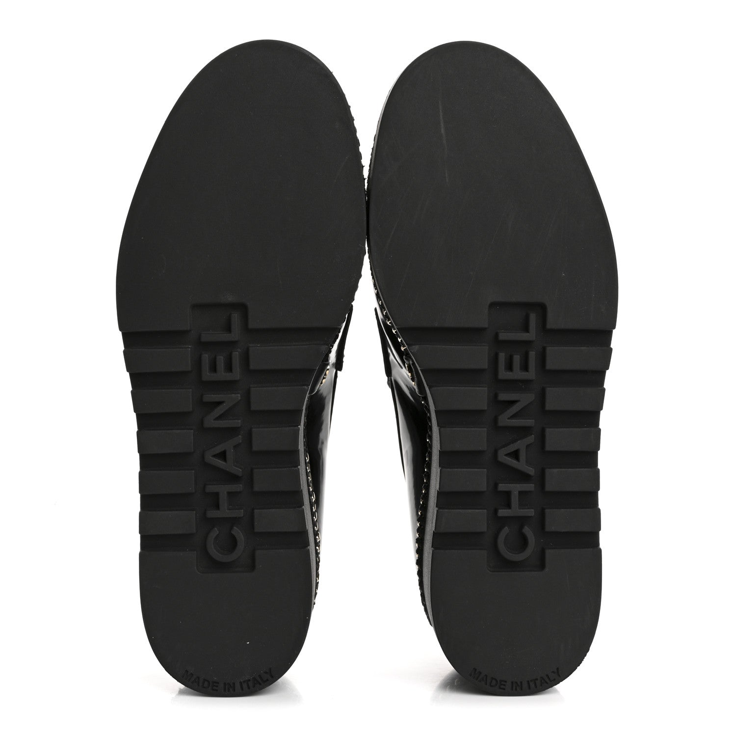 CHANEL CALFSKIN CC PLATFORM LOAFERS BLACK