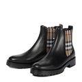 Burberry Stride Eden Chelsea Boots - Black with Vintage Check Beige Panel