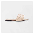 Bottega Veneta Raffia Intrecciato Lido Flat Sandals White - Cream/Beige