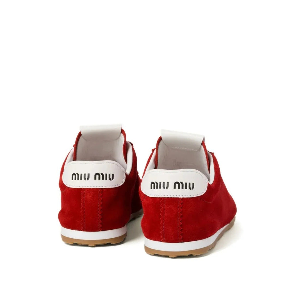 Miu Miu Plume Suede Sneakers - Red