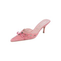 Prada Saffiano Logo Pointed Toe Mules - Pink