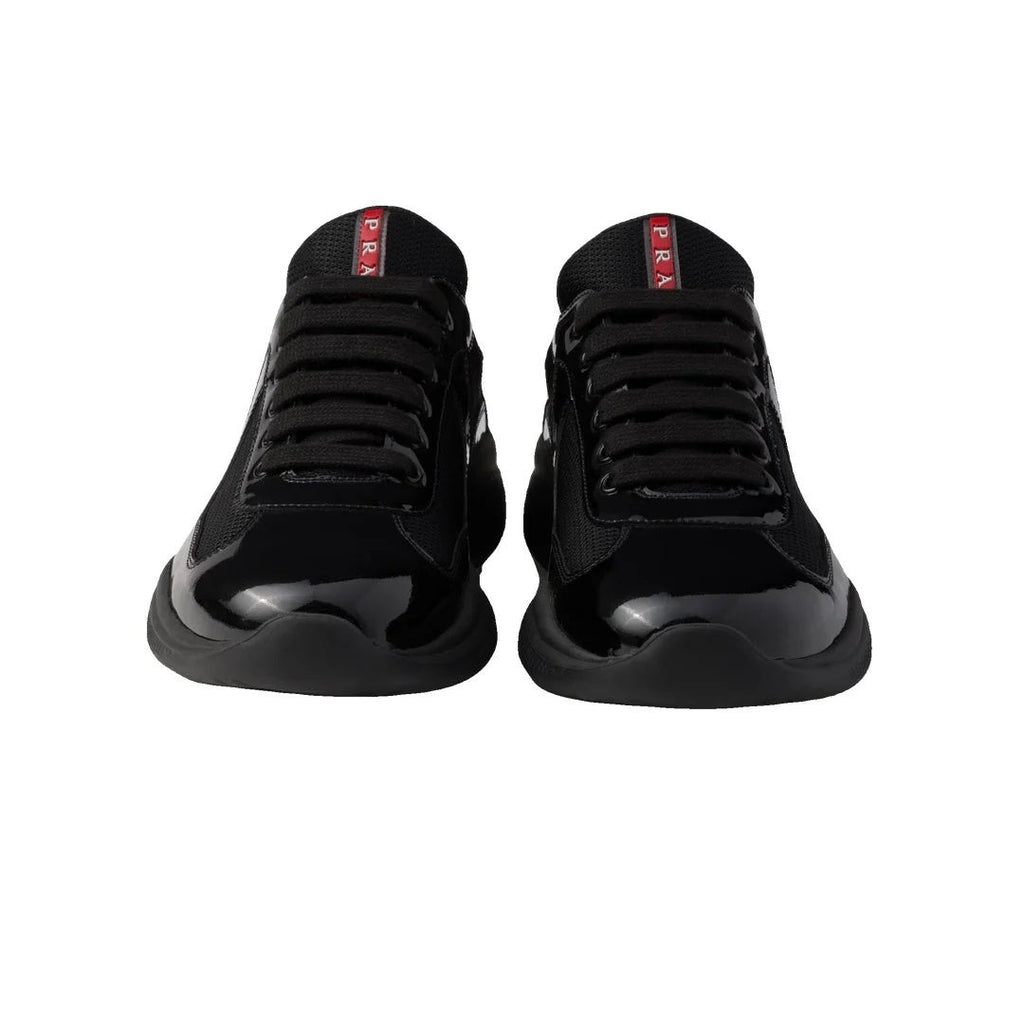 Prada Patent-Leather And Technical-Fabric America's Cup Sneakers - Black
