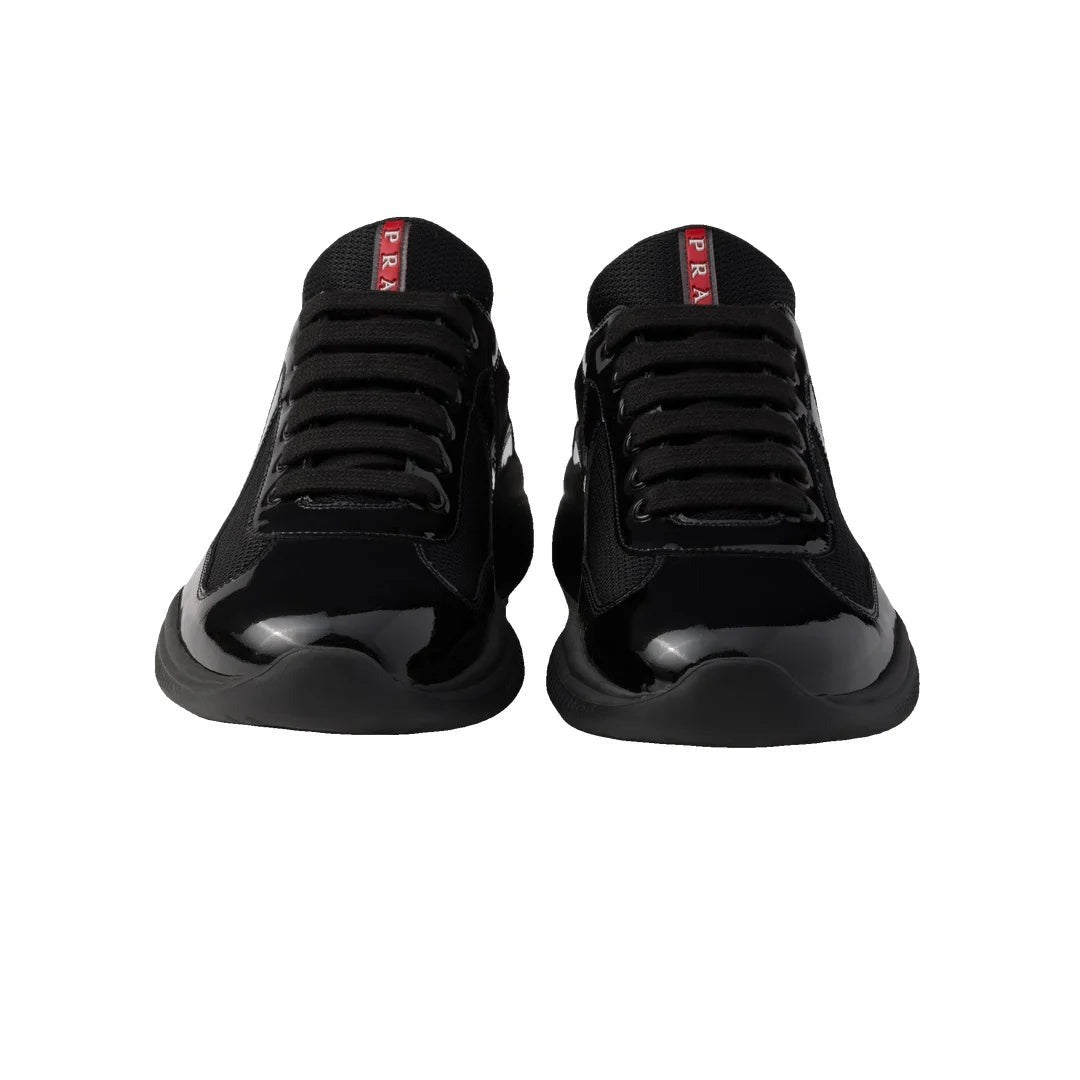 Prada Patent-Leather And Technical-Fabric America's Cup Sneakers - Black