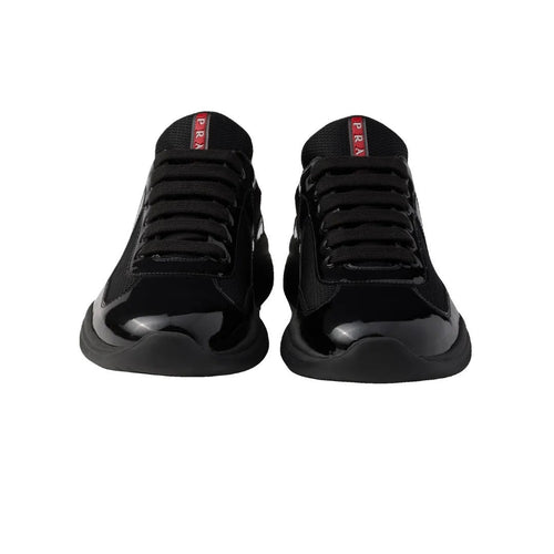 Prada Patent-Leather And Technical-Fabric America's Cup Sneakers - Black