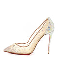 Christian Louboutin Suede Lame Crystal Strass Follies 100 Pump Light Silk - Iridescent/Silver