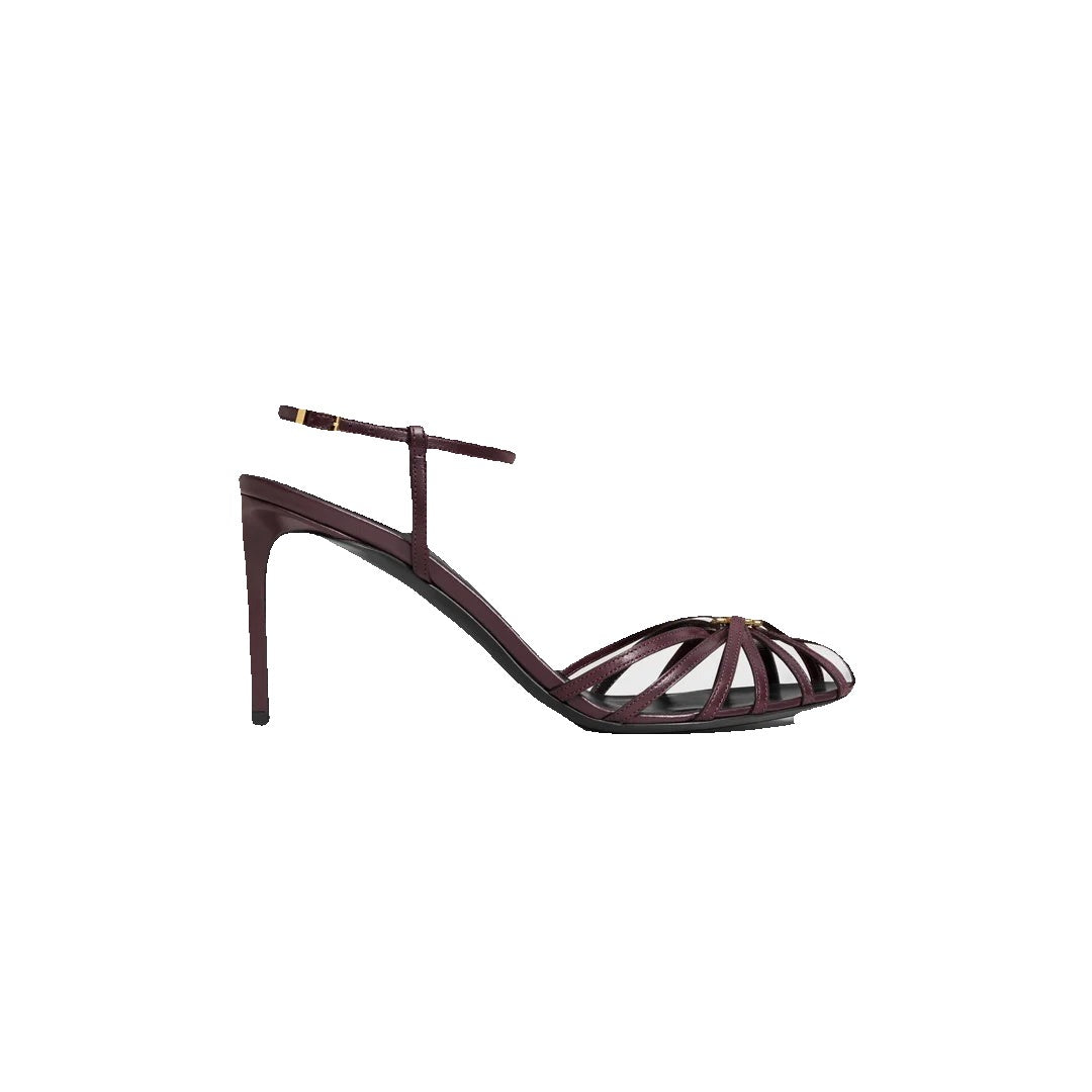 Celine Triomphe Leather Sandal - Burgundy