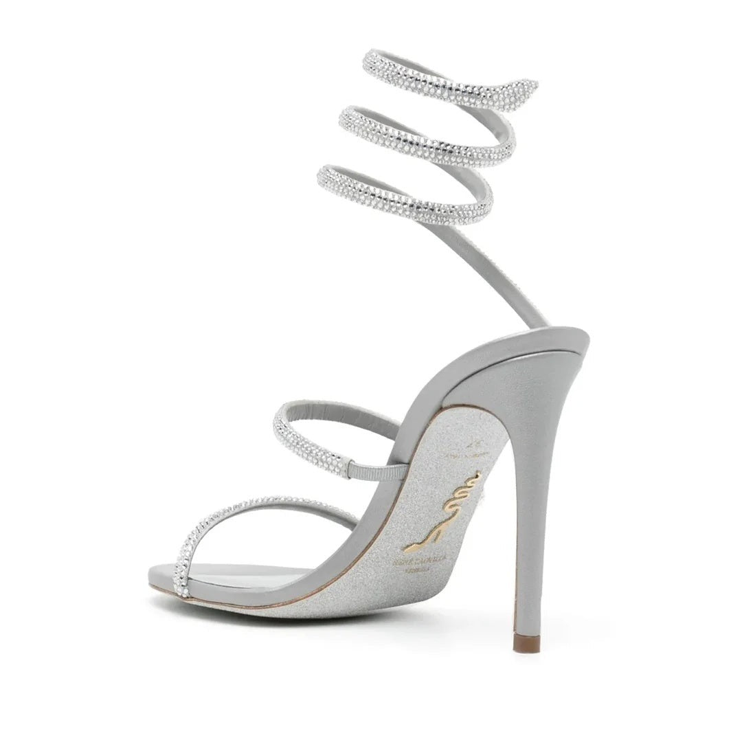 René Caovilla Cleo Rhinestone-Embellished Sandal - Silver