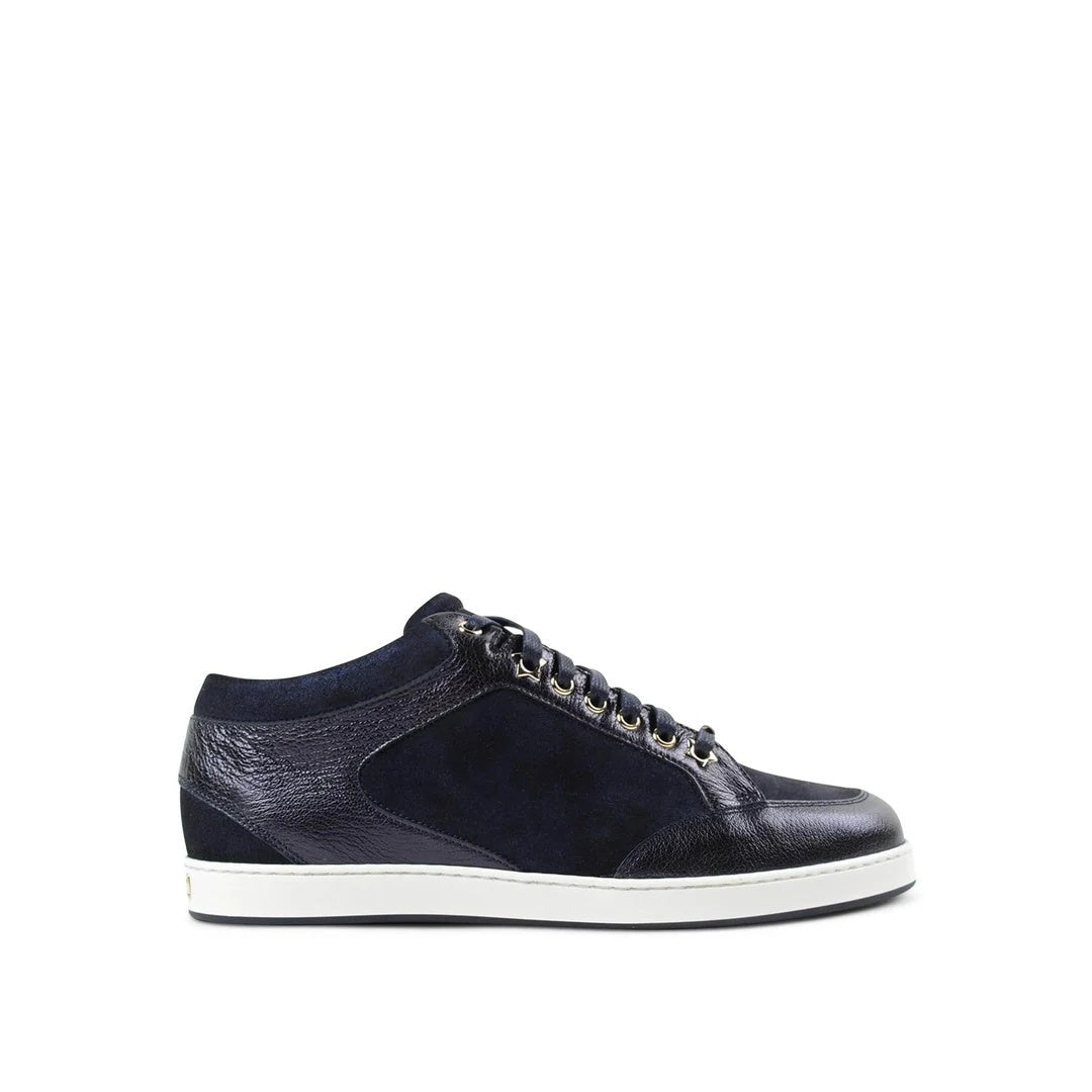 Jimmy Choo Miami Logo-Embossed Mirrored-Leather Sneakers - Navy