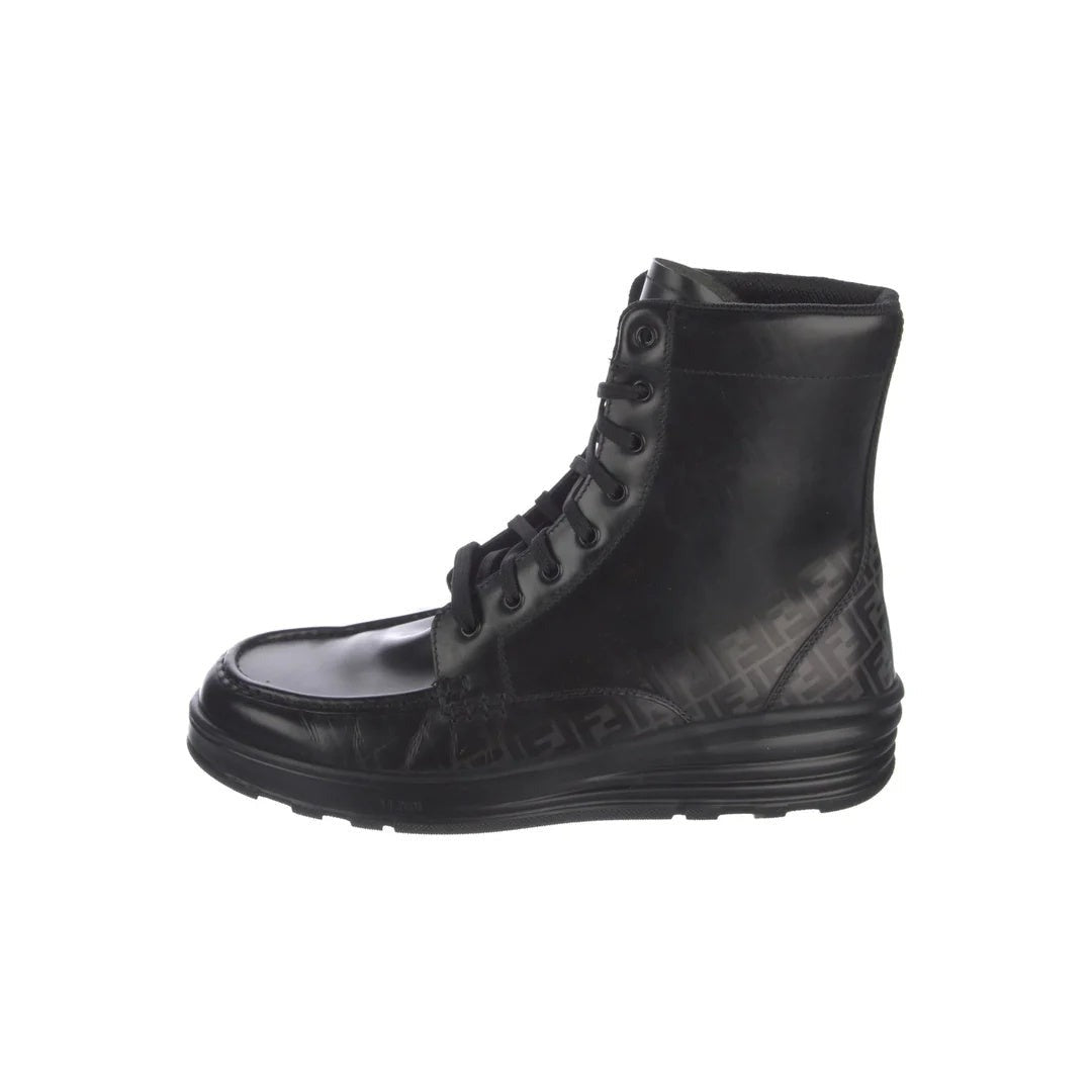 Fendi Filo FF Leather Combat Boots - Black (different model - sneaker boot with FF print)