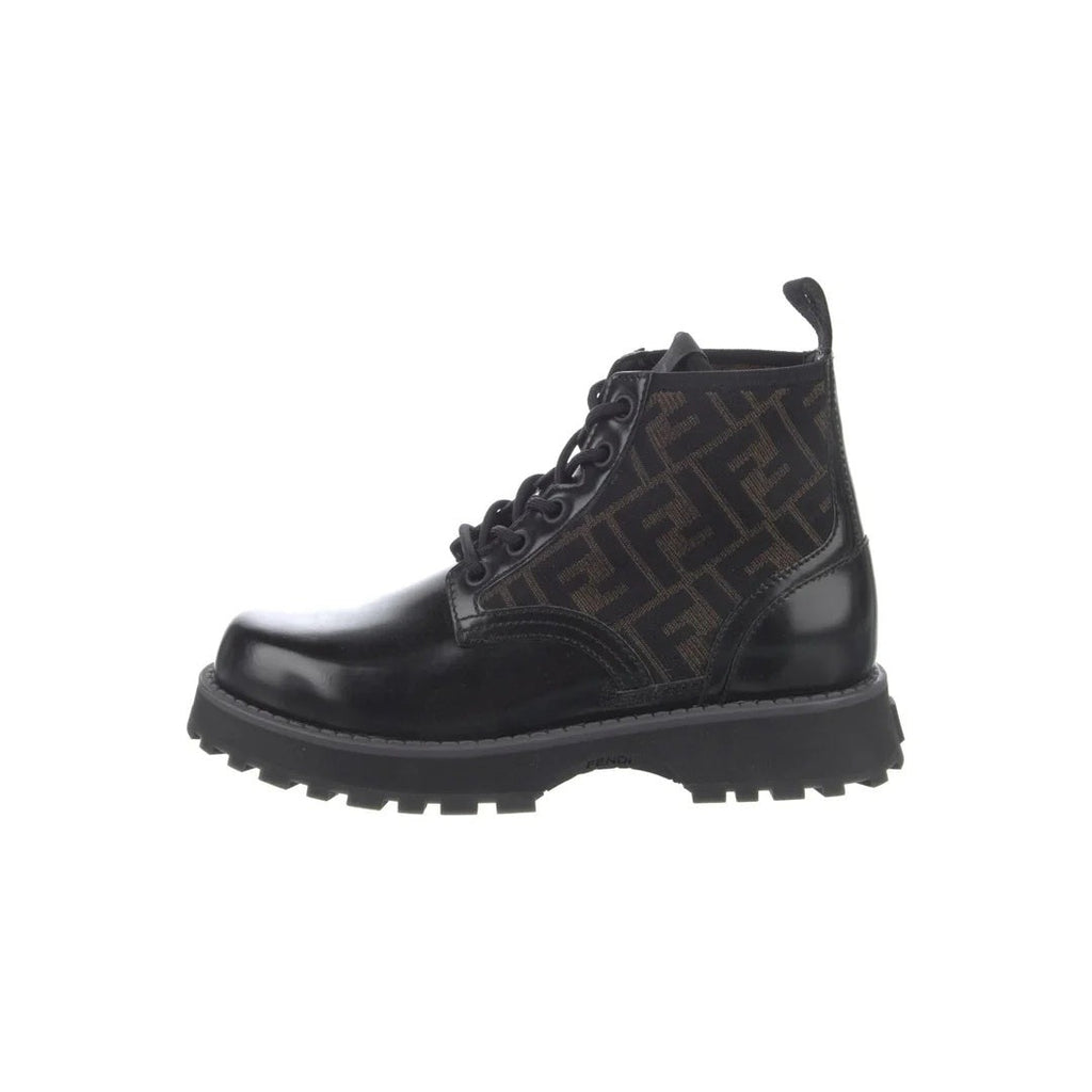 Fendi Filo FF Suede Combat Boots - Brown/Black