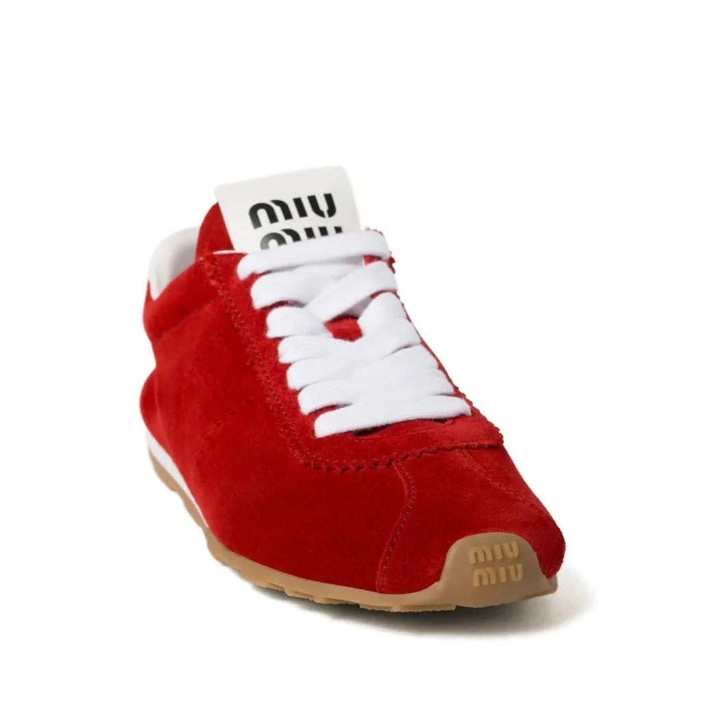 Miu Miu Plume Suede Sneakers - Red
