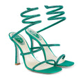 René Caovilla 100mm Cleo Flower-Embellished Leather Sandal - Green