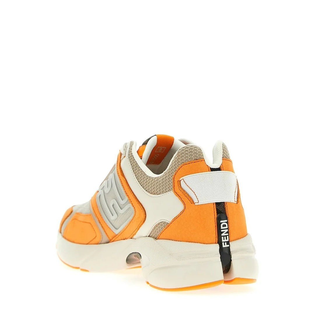 Fendi Lambskin FF Embossed Rise Low Top Sneaker - Orange