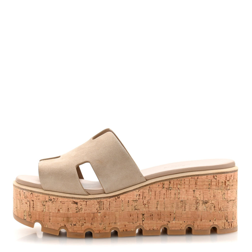 HERMES SANDAL CHYPRE SUEDE GOATSKIN BEIGE ARGILE