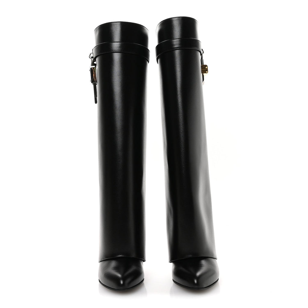 GIVENCHY BOX CALFSKIN SHARK LOCK PANT BOOT NATURAL BLACK