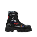 Balenciaga Low Strike Combat Boots - Black with multi-color logos