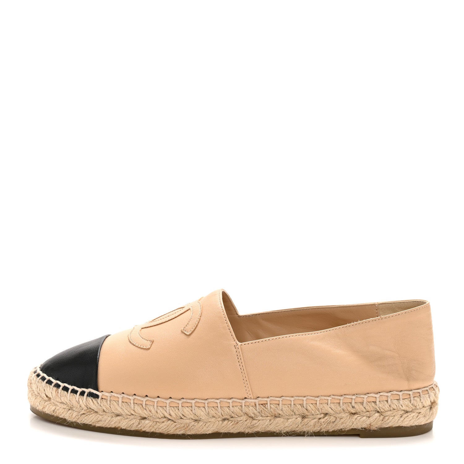 CHANEL ESPADRILLES LAMBSKIN BEIGE/BLACK