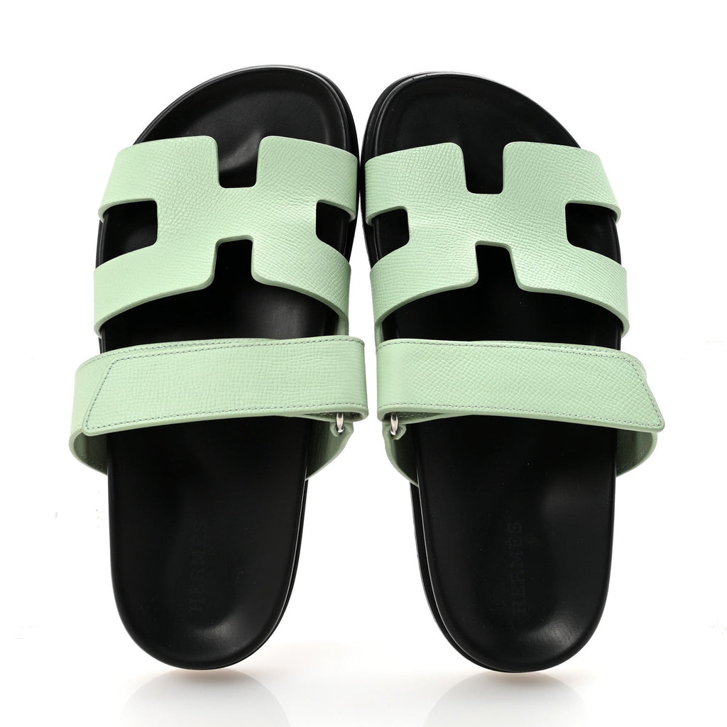 HERMES CHYPRE SANDALS EPSOM VERT JADE