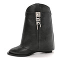 GIVENCHY AGED CALFSKIN COWBOY SHARK LOCK HIGH BOOT BLACK