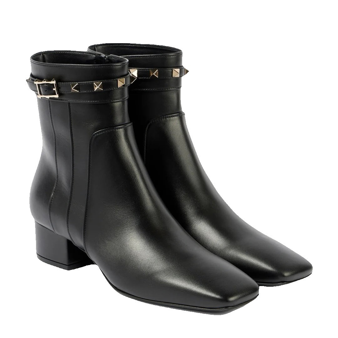 Valentino Garavani Rockstud Leather Chelsea Boots - Black
