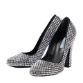 Prada 45 Crystal Embellished Canvas Pumps - Black/Silver Crystal